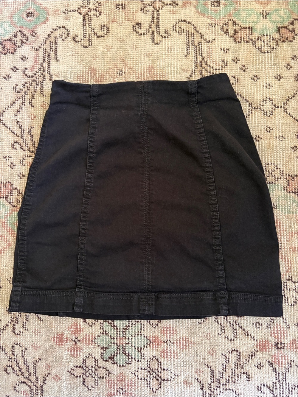 Free People Black Mini Skirt with Vertical Panel Seams
